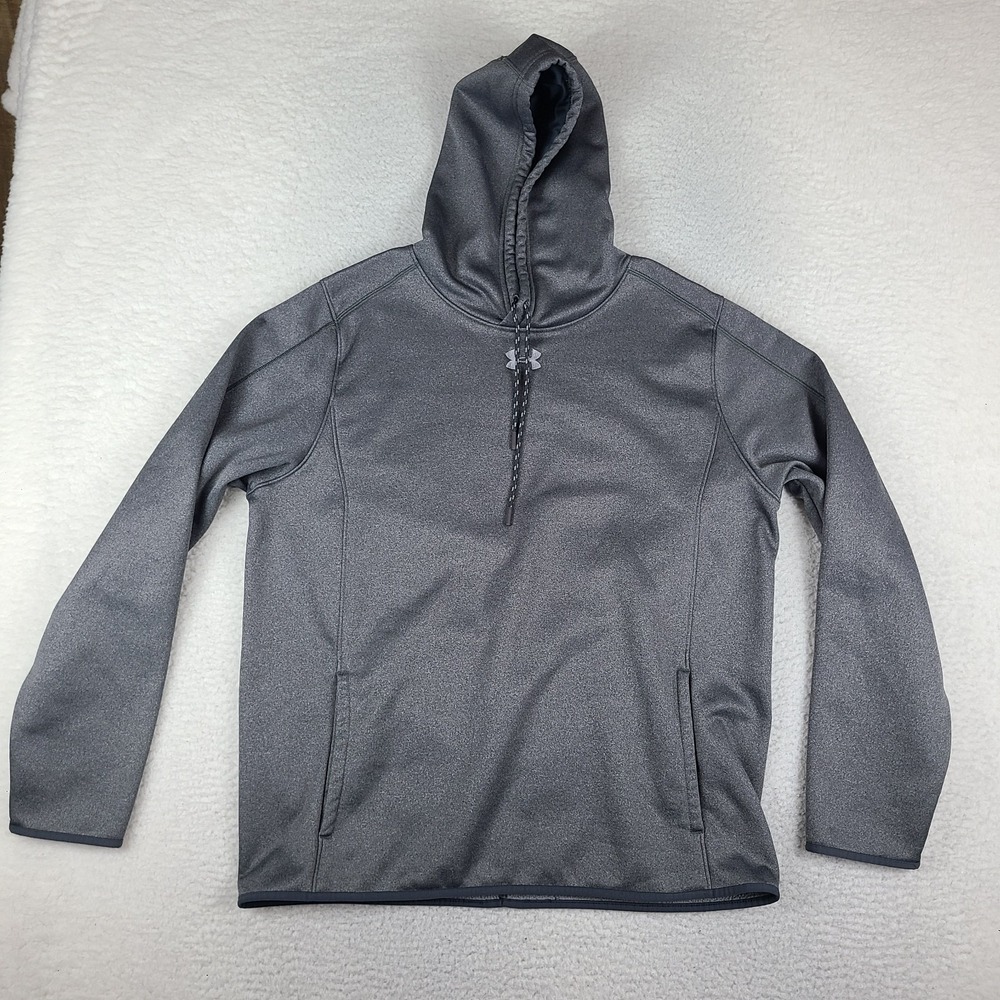 Under Armour Hoodie Mens Large Dark Gray Loose Coldgear Fleece 1295286